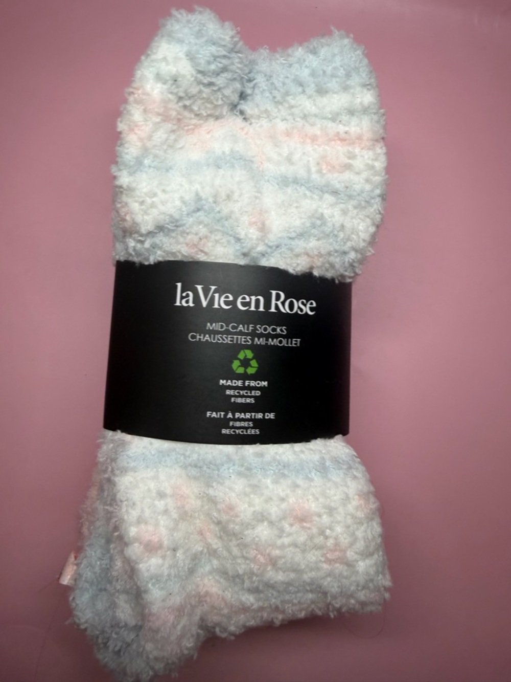 La Vie En Rose White Pastel Pink & Blue Mid Calf Sock NWT90751408